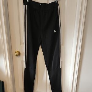 Adidas Kids Black Joggers with White Stripes